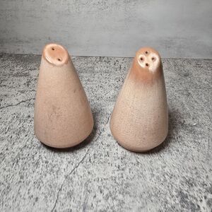 Vintage 60s FRANKOMA POTTERY Prairie Brown & Tan Salt and Pepper Shakers Set MCM